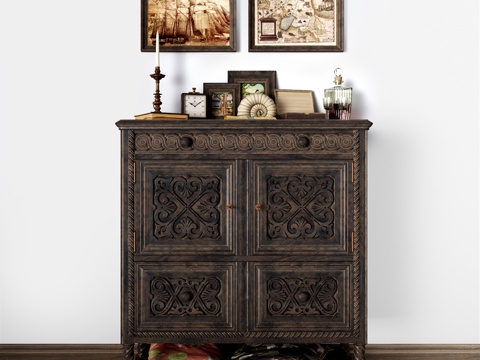  新古典抽屉柜古董柜饰品模型组合3d模型 