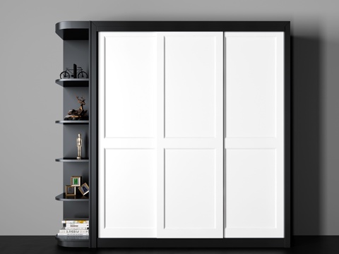  现代轻奢实木衣柜组合3d模型 