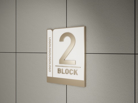 现代标识标牌 标识 楼栋牌 楼栋号su模型