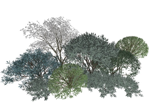 现代庭院植物堆景观su模型