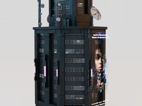 赛博朋克建筑 科幻建筑 商业街建筑 工业建筑 城市街道建筑su模型