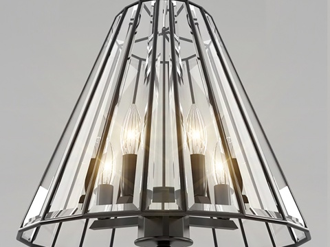 现代吊灯  创意吊灯  金属玻璃吊灯su模型