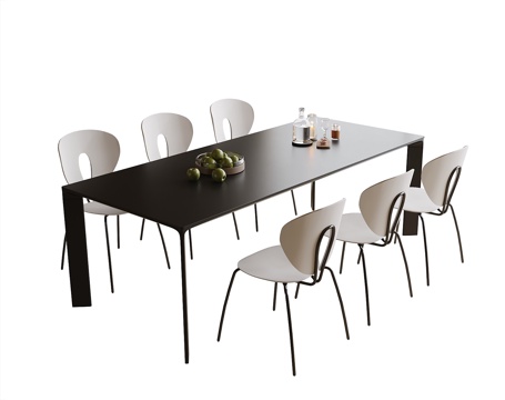 现代餐桌椅 餐椅 餐桌su模型