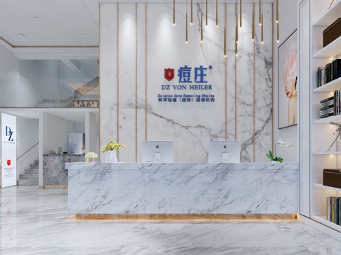  现代简约轻奢美容院大厅3d模型 