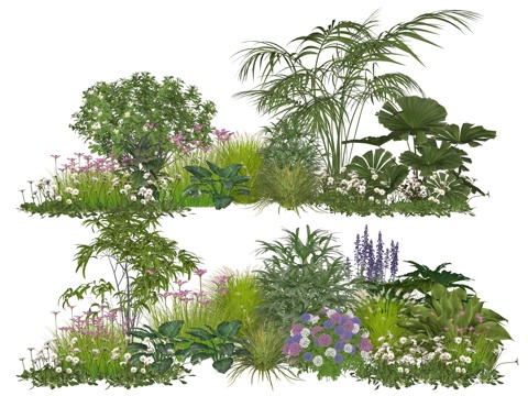 现代景观植物堆组合su模型