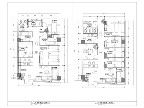 3个美容院平面方案改造 美容SPA店皮肤管理中心 医美 护肤cad施工图