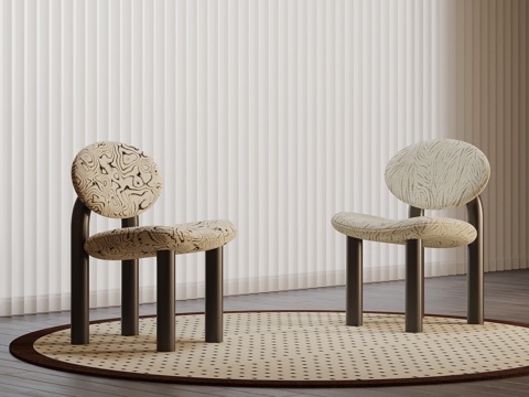 现代中古风休闲椅 餐椅su模型