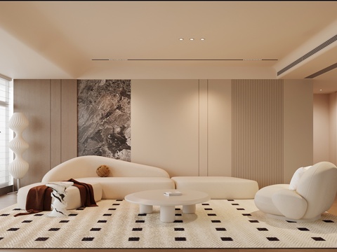 现代客厅 沙发茶几组合su模型