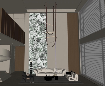 现代挑空客厅su模型