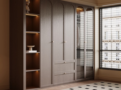  中古风衣柜3d模型 