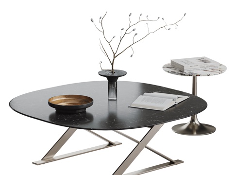 Maxalto Pathos 现代茶几 金属茶几 茶几摆件su模型