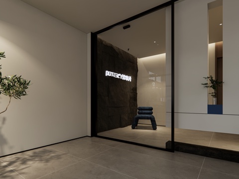 现代企业门厅玄关,开放办公区su模型