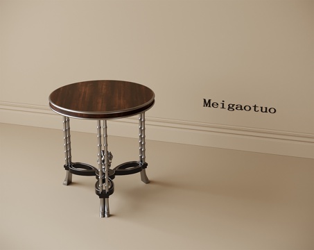 美式边几角几 圆形角几su模型