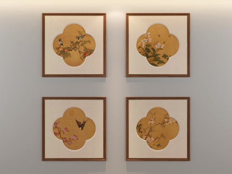 组合画 中式组合画 宋式美学组合画su模型