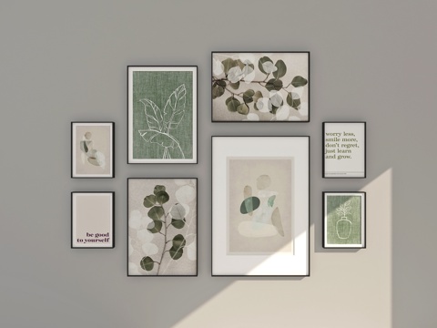 组合画 现代组合画 小清新组合画su模型