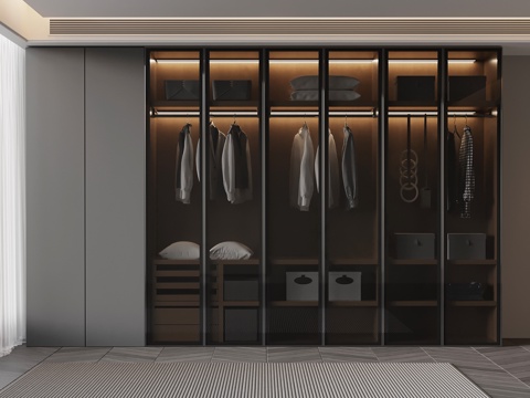 现代意式衣柜su模型