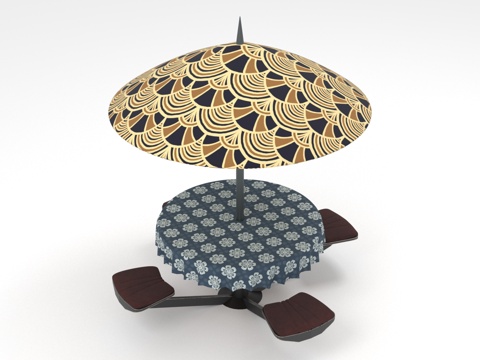  伞形桌 圆形桌 户外桌 休闲桌 装饰桌3d模型 