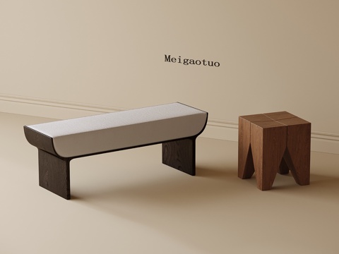 现代凳子 床尾凳 换鞋凳 长凳su模型
