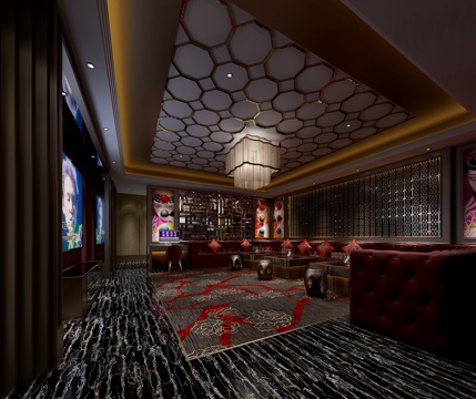  新古典现代轻奢 新古典 奢华KTV包房 包间 沙发茶几3d模型 