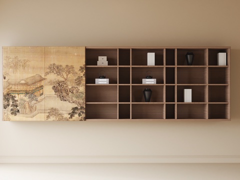 新中式茶柜 茶室柜 装饰柜su模型