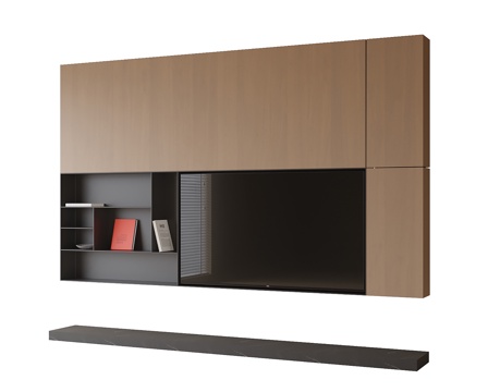 现代悬空电视柜 电视墙 电视背景墙su模型