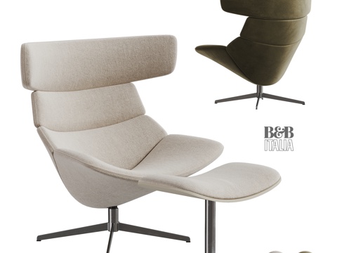 B&amp;B ITALIA 现代休闲椅 沙发椅 脚踏 布艺休闲椅su模型