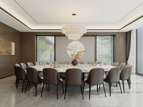  新中式现代包厢3d模型 