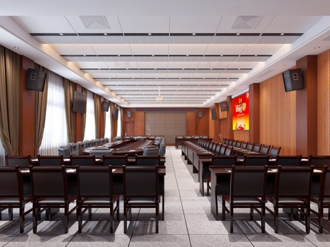  现代会议室 会议桌椅3d模型 