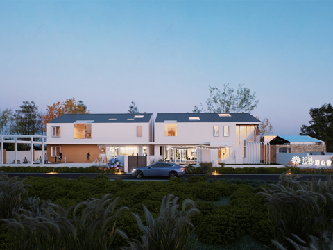 新中式乡村民宿 民宿建筑su模型