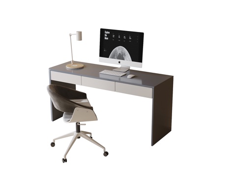 现代儿童书桌椅 办公椅 书椅 书桌su模型