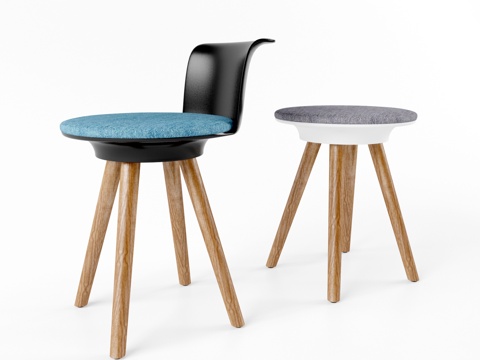 现代休闲椅  儿童凳子  圆凳 简易单椅su模型