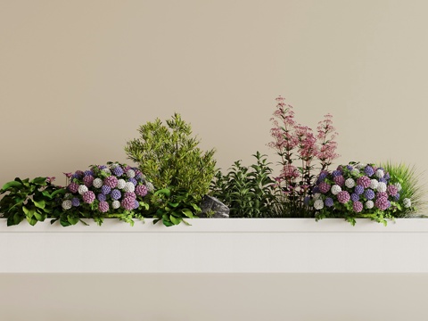  现代花池 花坛 花箱 花草 植物堆su模型 