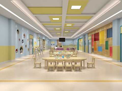  现代早教中心大厅 给孩子一个亲子互动的乐园3d模型 