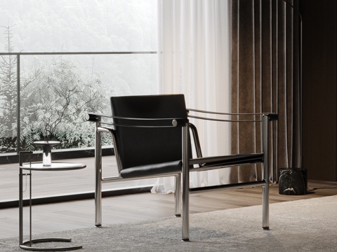 CASSINA 现代休闲椅 LC1休闲椅 沙发椅 单椅su模型