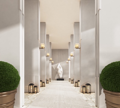  现代酒店走廊过道3d模型 