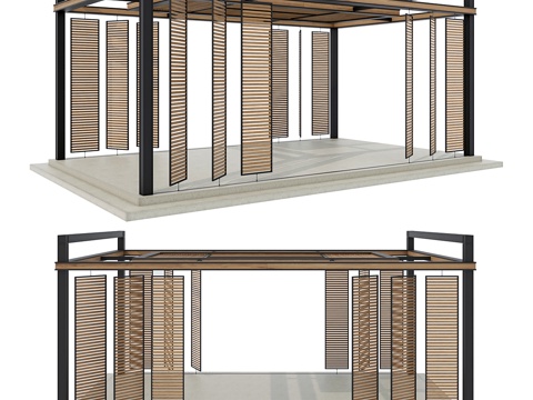  现代意式庭院凉亭3d模型 