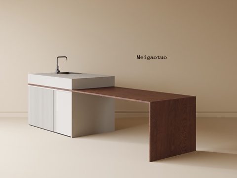 现代岛台餐桌su模型