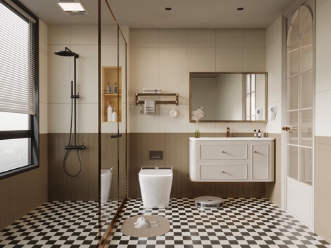 法式复古卫生间su模型