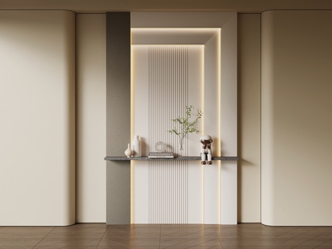 现代奶油风玄关 装饰性玄关su模型