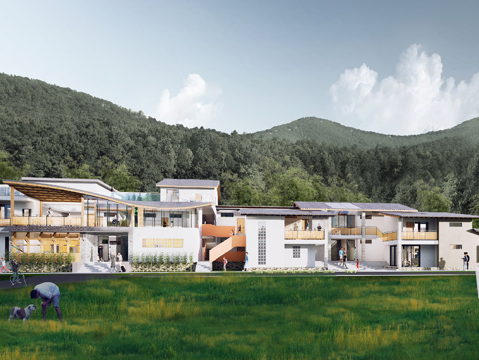 现代乡村民宿 乡村别墅su模型