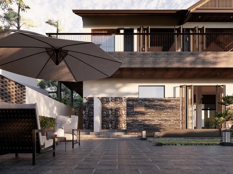 现代民宿建筑 民宿建筑su模型