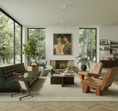 现代文艺风客厅su模型