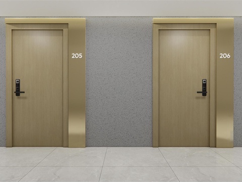 酒店过道 酒店门牌 墙面设计su模型