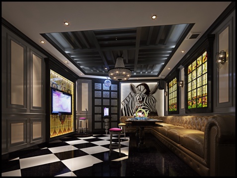  新古典现代轻奢 新古典 奢华KTV包房 包间 沙发茶几3d模型 