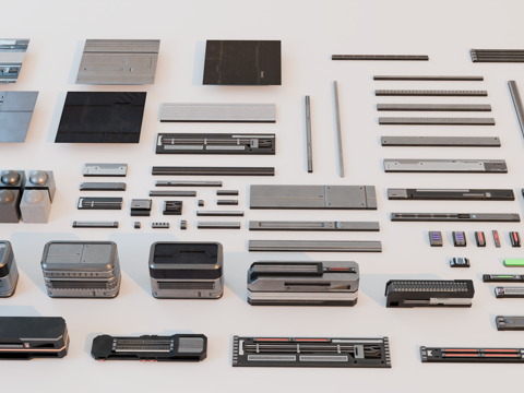 赛博朋克建筑构件 科幻建筑配件 科技建筑配件 科幻建筑灯su模型