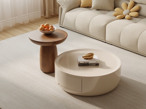 现代奶油风茶几su模型