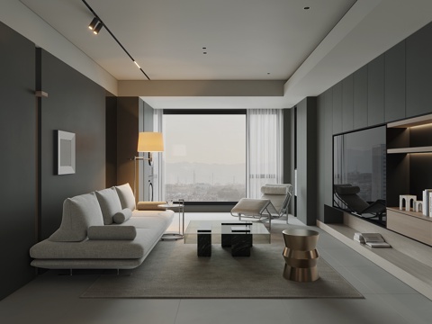 现代家居客厅su模型