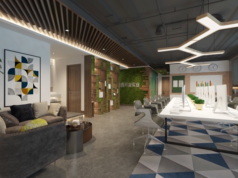  现代办公区办公桌3d模型3d模型 