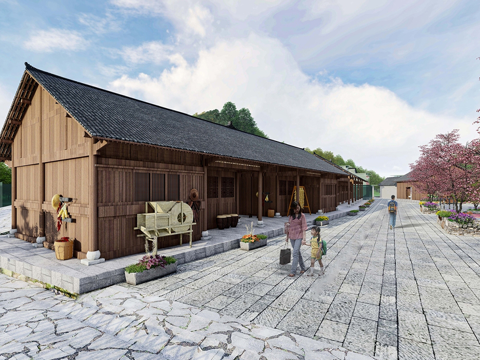 中式乡村民房  民宿建筑su模型