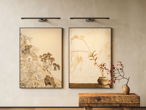 新中式装饰画 宋氏美学 装饰画 挂画 高级画 茶室装饰画su模型